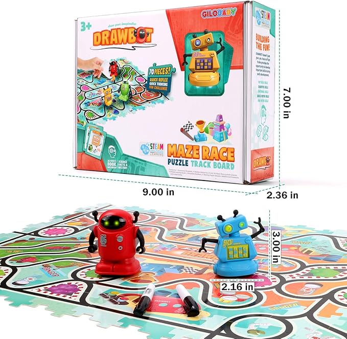 REMOKING Magic Inductive Robot Toys，Creative Track Puzzle Race Game，Learning and Educational Toys for Boys & Girls 3 Years and Up，Party and Birthday Gifts