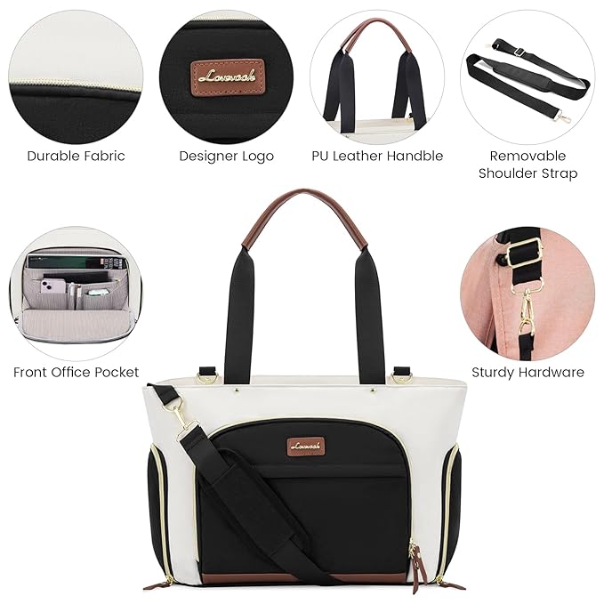 LOVEVOOK Breast Pump Bag & Diaper Tote - 3Pc Set for Breastfeeding Moms - Laptop Pocket, Cooler & Changing Pad - Fits Most Pumps