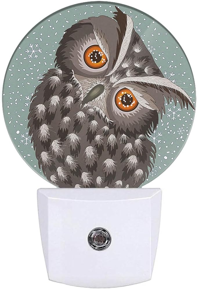 Owl Night Light Cute Bird with Curious Big Eyes Retro LED Dusk to Dawn Plug-in Nightlight Auto Sensor for Bedroom Bathroom Hallway Living Room