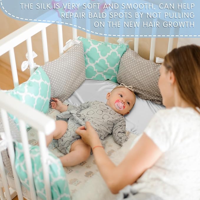 Hosuly 2 Pcs Satin Bassinet Sheet Baby Hair Soft Silk Feeling Sheet Baby Bassinet for Rectangle Cradle Pad Mattress Boys Girls Newborn Infant(Gray, Light Blue)