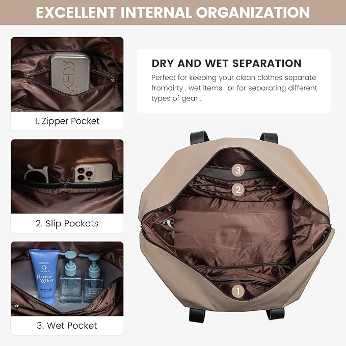 LOVEVOOK Weekender Bag, Large Travel Duffel Bag for Women with 2 Packing Cubes, Carry on Overnight Bag with Shoe Compartment, Mom Hospital Bags for Labor and Delivery