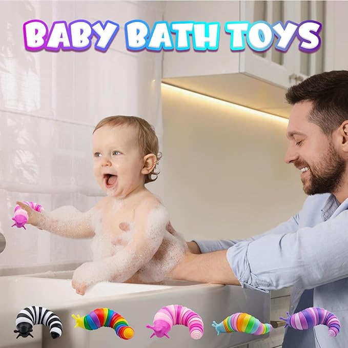 Cevioce 16 PCS Fidget Toys Slug for Adults Anxiety Sensory Toys for Party Favors Toddler Fidget Toys Age 3-4 ADHD Autism Toys for Anxiety Stress Christmas Stocking Stuffers Gifts for Boys Girls