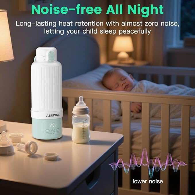 Portable Milk Warmer for Travel - The Portable Bottle Warmer On The Go with 16.9 Ounces Large Capacity and 10000mAh Long Battery Life, Meet All Your Baby Travel Essentials Needs(Green)