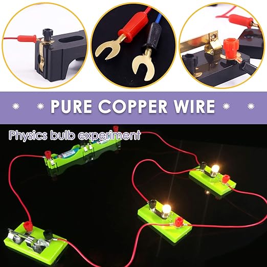 Swpeet 10Pcs Red + Blue Interconnect Circuit Wire Kit, Perfect for Physics Laboratory Electricity Connection,Demos Teaching Basic Principles of Electricity and Simple Circuit Wire Works