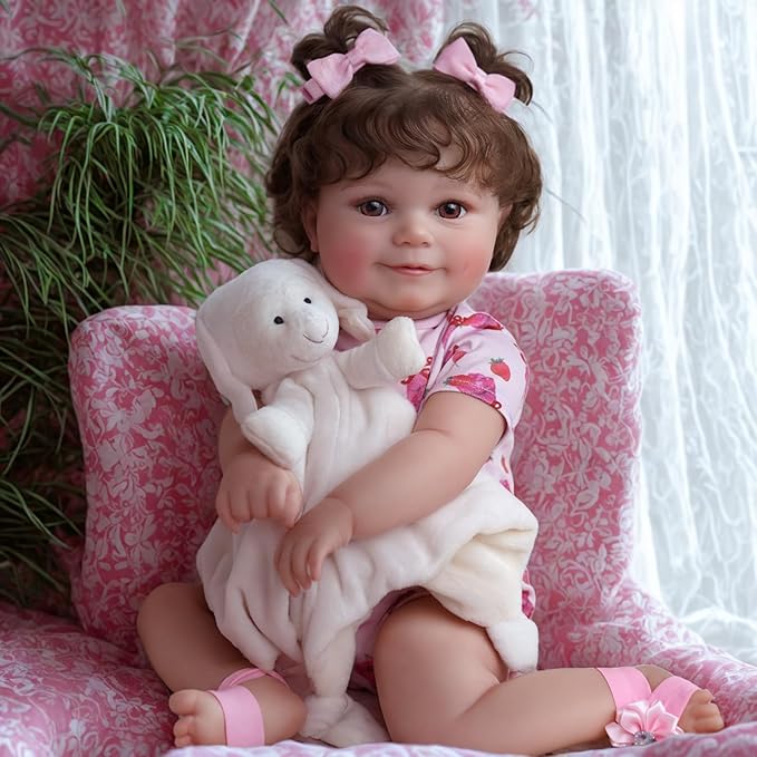 JIZHI Lifelike Reborn Baby Dolls - 20Inch-Real Baby Feeling Realistic-Newborn Baby Doll Adorable Smiling Real Life Baby Dolls with Gift Box for Kids Age 3