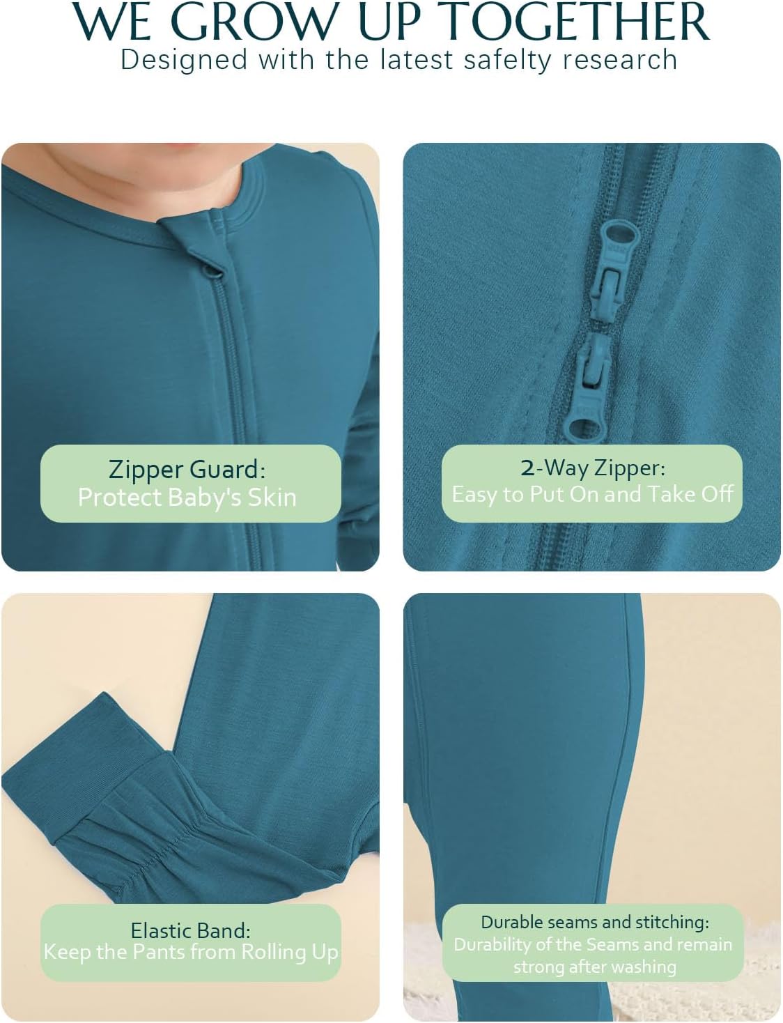 Jimonda Baby Romper Boys Girls Bamboo Pajamas 2-Way Zipper Footless Unisex Long Sleeve Sleepers Sleep and Play 0-24 Months