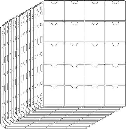 15 Sheets 300 Pockets Coin Pocket Pages for 2" x 2" Cardboard Coin Flips, Standard 9-Hole for Coins Coin Binder Collection Supplies Pages