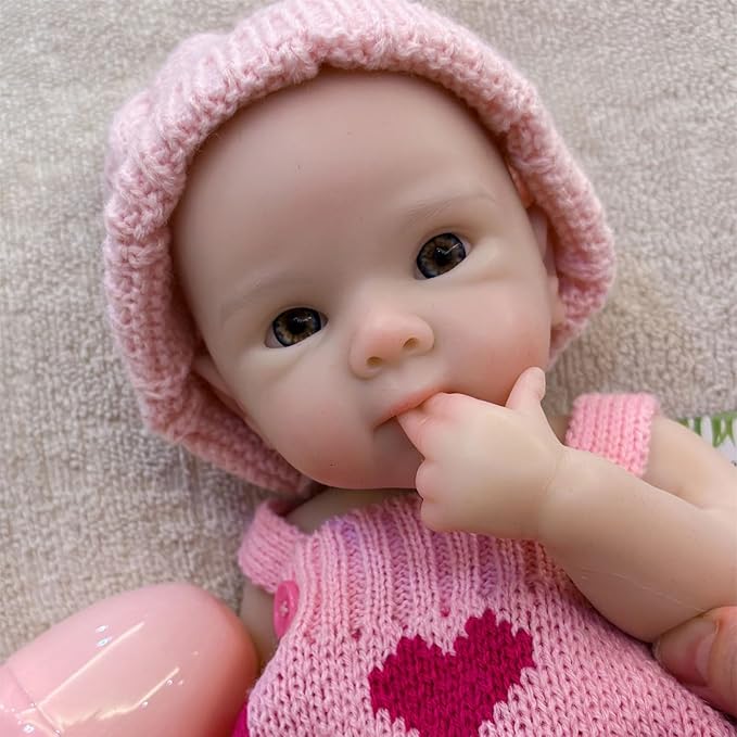 12 inch Full Silicone Reborn Baby Doll Girl Lifelike Newborn Dolls Open Mouth Real Life Baby Dolls with Feeding Accessories