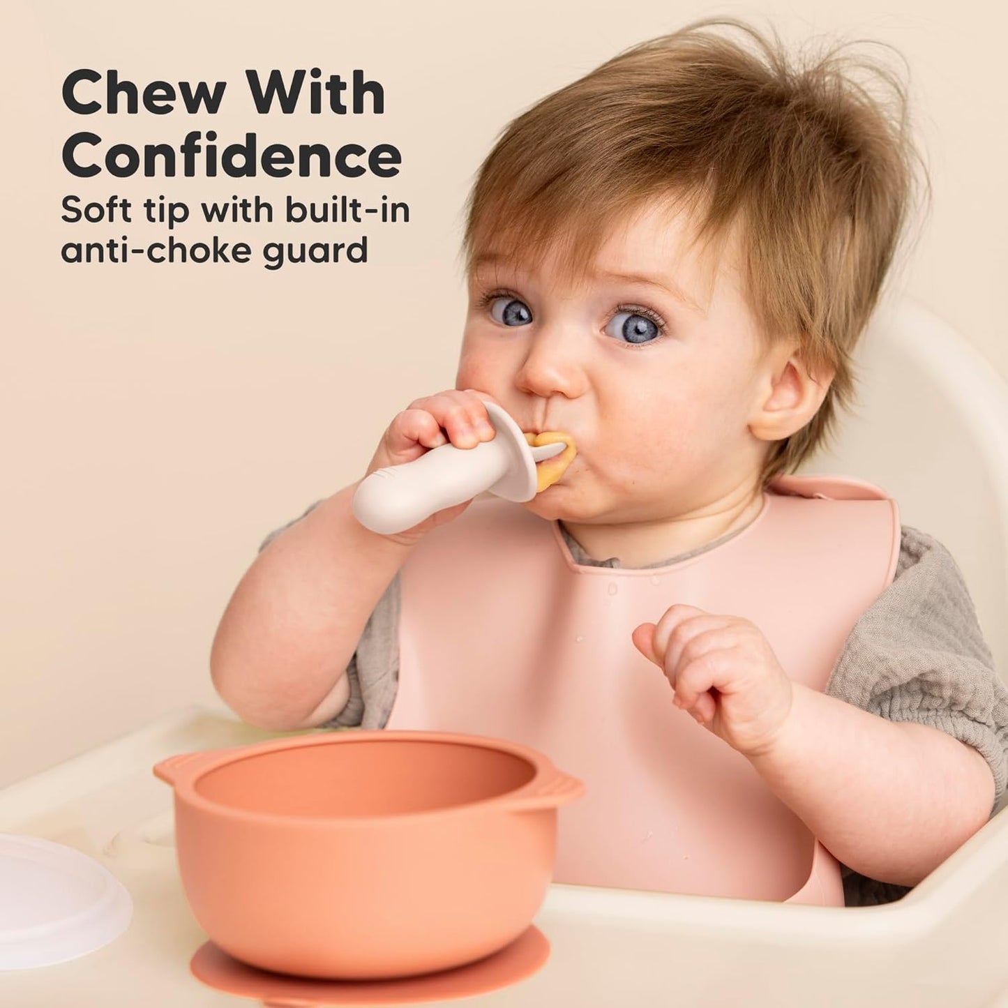 KeaBabies 4-Pack Silicone Baby Spoons and Forks Set - Baby Led Weaning Utensils 6-12 Months, Self Feeding Toddler Spoon & Fork for Training, Teething, Easy to Hold, BPA-Free Silicone (Roseate)