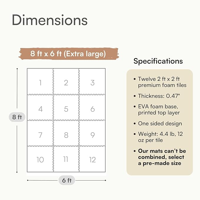 Lillefolk Baby Play Mat for Floor – 6x8ft Gray | Soft Non Toxic Premium EVA Foam Tiles for Tummy Time, Crawling & Playroom – Waterproof Interlocking Floor Mat for Babies & Toddlers (12 Tiles)