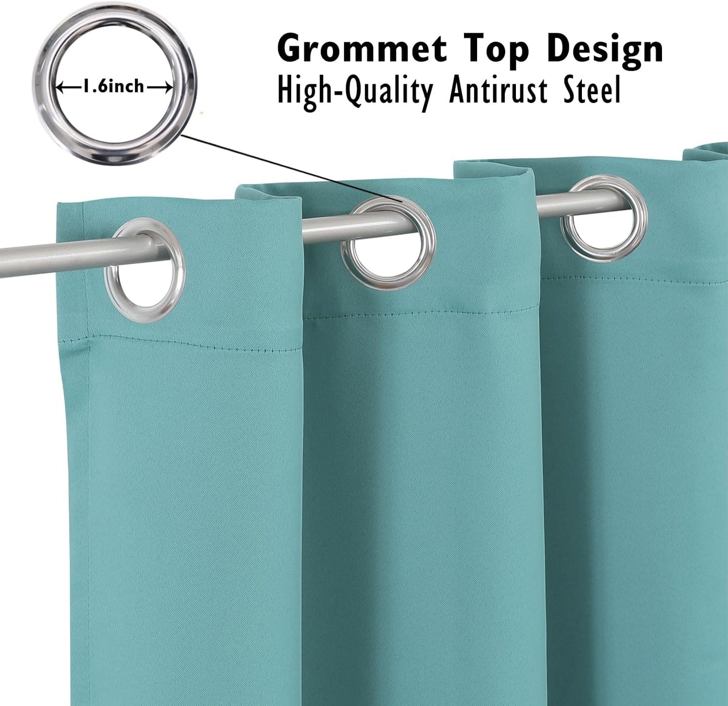 ChrisDowa Blackout Curtains 72 inches Long for Bedroom - 2 Panels Set Grommet Thermal Insulated Room Darkening Curtains for Living Room (Aqua, 42 x 72 Inch)