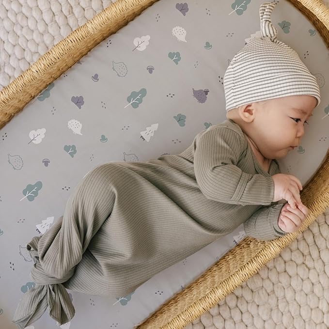 Stretch Fitted Bassinet Sheet Set BROLEX 2 Pack Cradle Sheets for Bassinet Pad/Mattress,Unisex Boys Girls,Ultra Soft,Hedgehog Owl