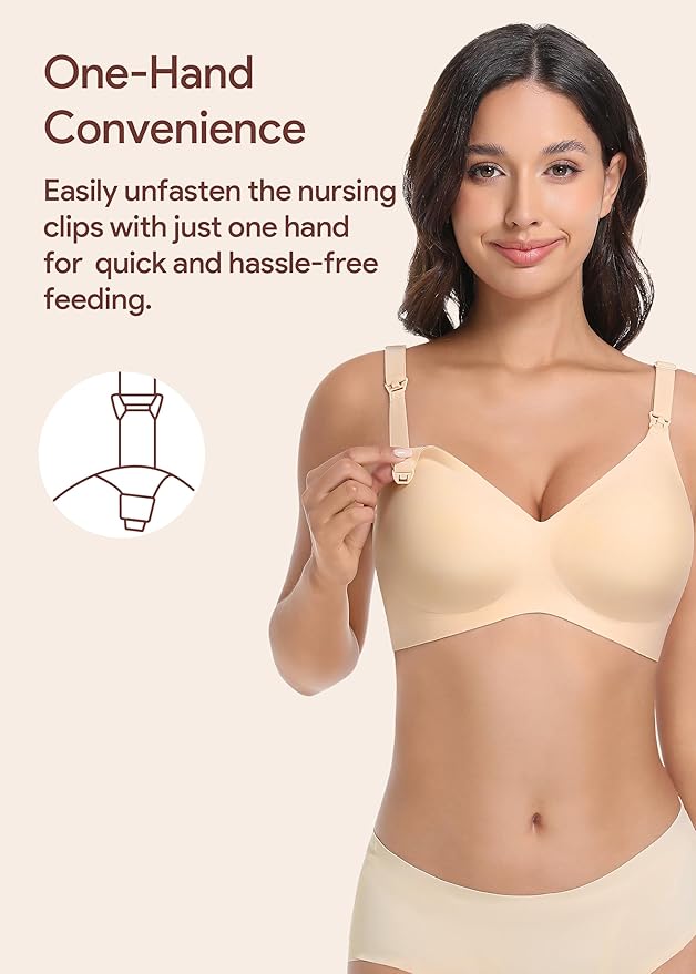 Maternity Nursing Bras Wireless Seamless Ultra-Soft Comfort for Breastfeeding Pregnancy Easy One-Handed Access Sleep Bra