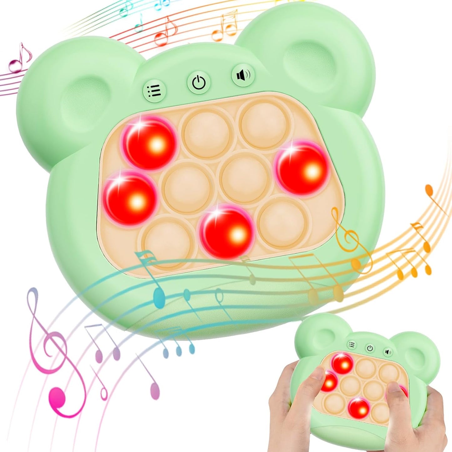 Fast Push Bubble Game, Light-up Pop Game Fidget Toys for Kids and Adults, Electronic Handheld Games, Stress Relief Toys for 6 7 8 9 Year Old Boys & Girls (Green)