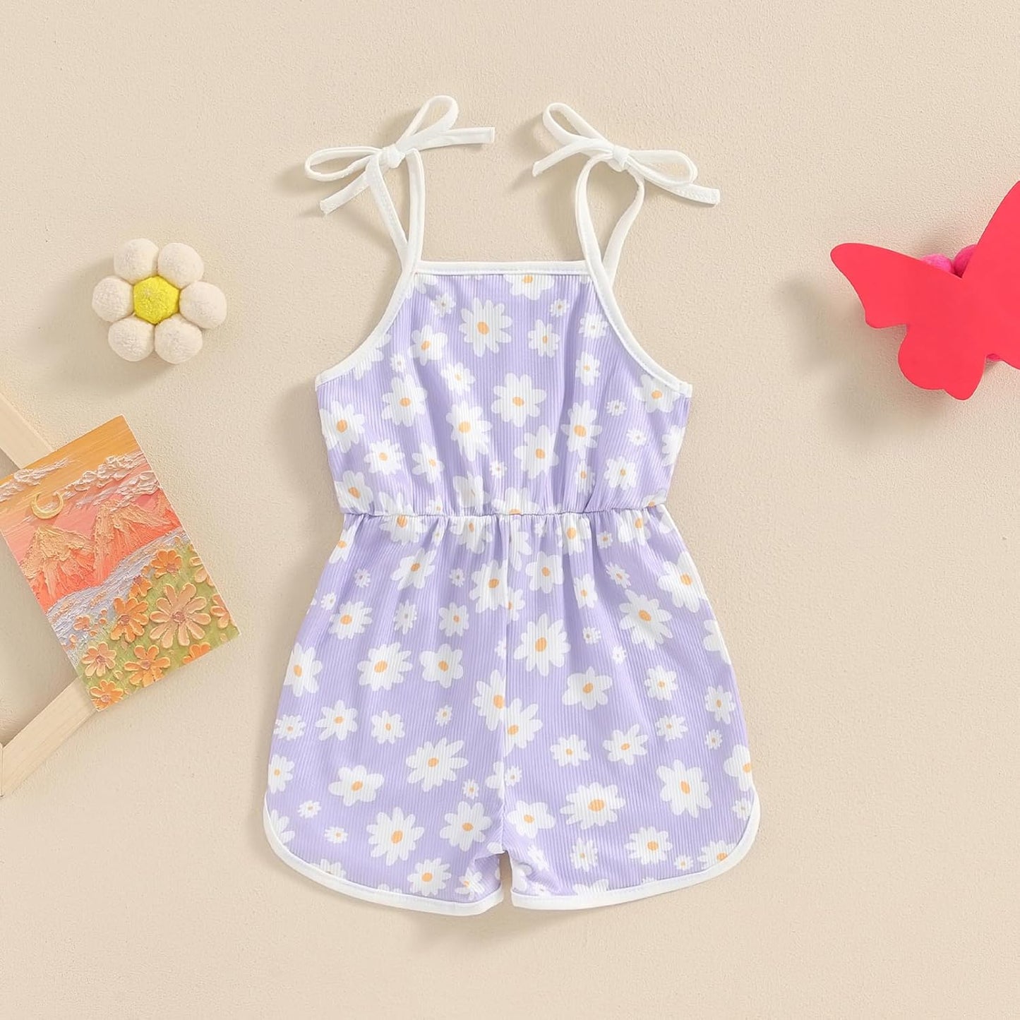 WZTYYDS Toddler Baby Girl Summer Clothes Floral Romper Tie-Up Strap Halter Jumpsuit Infant Summer Sling Playsuit 6M-3T