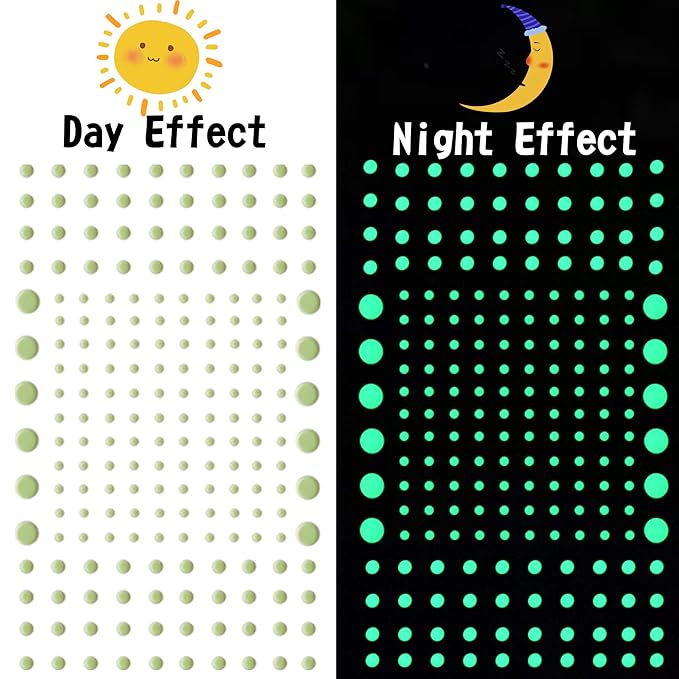 808 PCS Glow in The Dark Stars for Ceiling, Glowing Wall Decals Decor Stickers,(404 Pcs Green and 404 Sky Blue) 3D Adhesive Dots Decor Starry Sky Decor for Kids Bedroom or Birthday Gift
