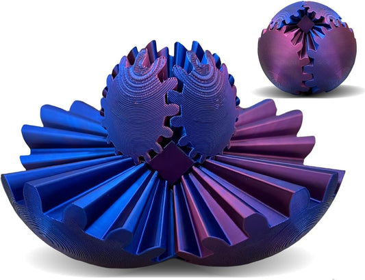 Gear Ball - 3D Printed Gear Ball Spin Ball Gear Sphere, The Steampunk Whirling Wonder Fidget Toy, Multi-Functional Gear Ball Cube Fidget Toy, Perfect for Stress and Anxiety Relaxin Desk Toy