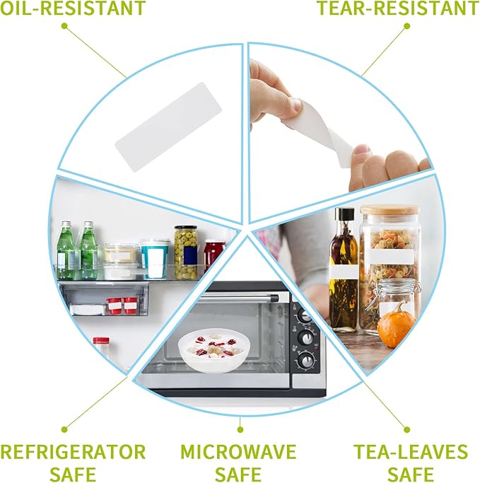 Removable Freezer Labels Stickers, 1 x 3 Inch Blank Removable Freezer Labels Food Storage Stickers, Date Label Waterproof Oil Resistant Easy Clean No Residue- 250 Sheets