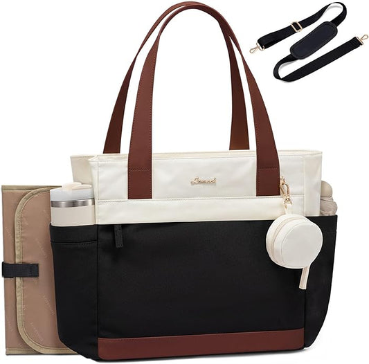 LOVEVOOK Diaper Bag Tote Large Baby Bag for Mom Hostipal and Travel Diaper Tote for Baby Boy with Pacifier Case Changing Pad