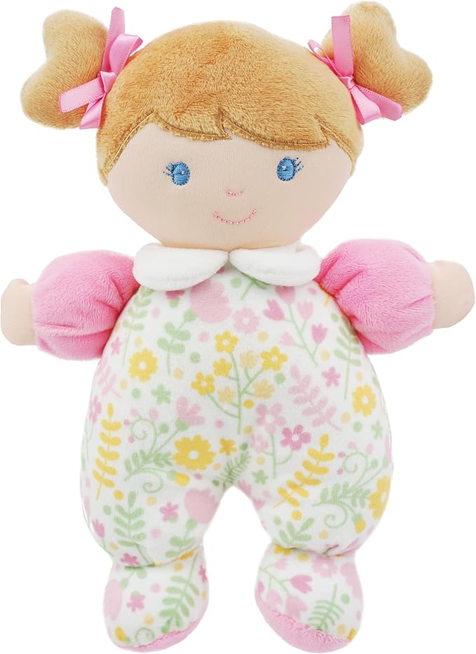 June Garden 9" My First Doll Blossom - Soft Plush Baby Doll - Pink Floral Outfit