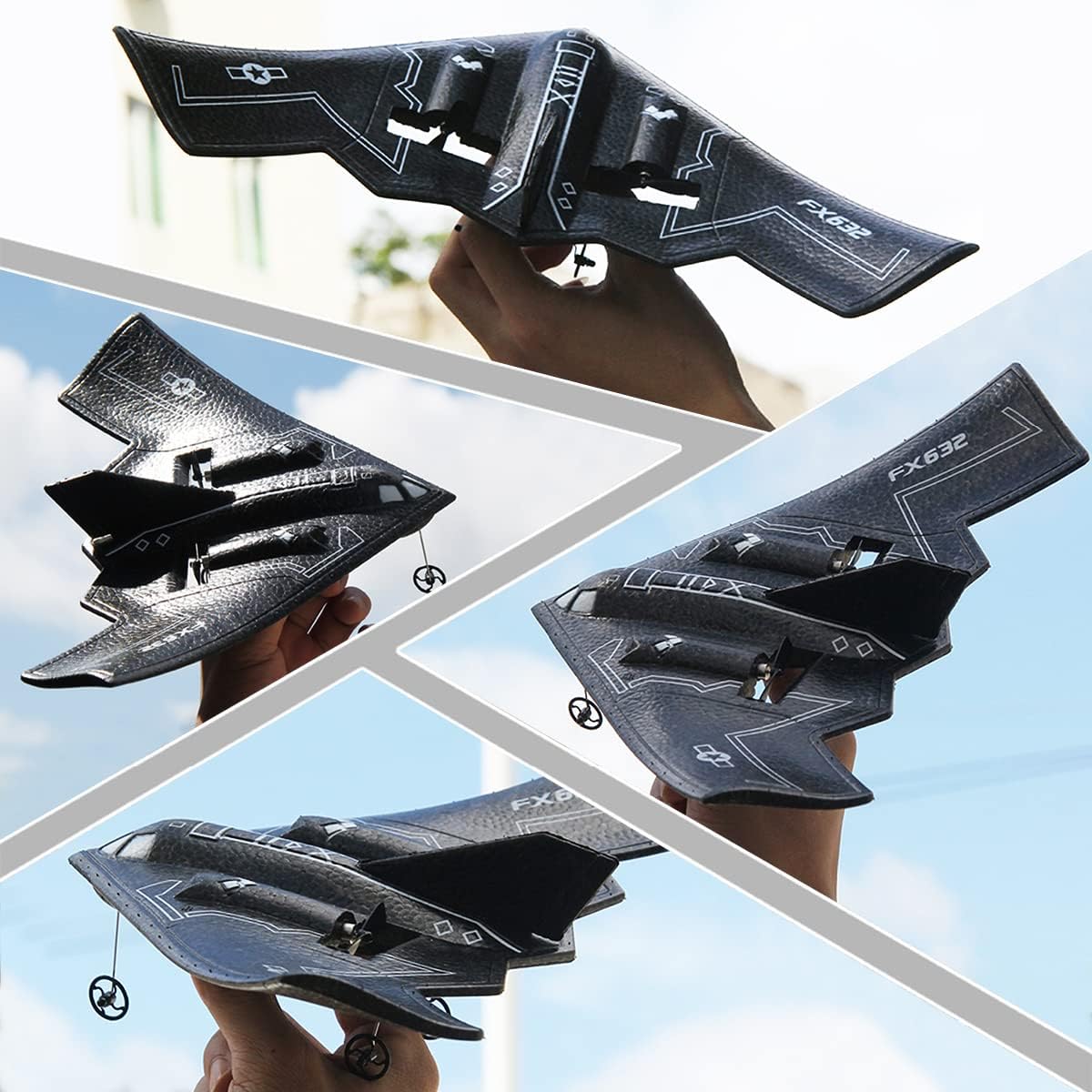 fisca RC Airplane Remote Control B-2 Spirit Stealth Bomber Plane, 2.4Ghz 2CH Foam Drone Ready to Fly Aircraft Toy for Kids and Adults