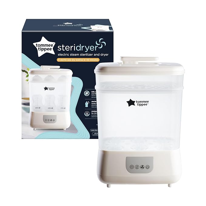 Tommee Tippee Electric Steam Sterilizer and Dryer & Natural Start 14 Piece Baby Bottle, Travel Bottle Warmer & Pacifier Set with Extra Nipples, 2 Formula Dispensers & Bottle Brush, Pink & Clear