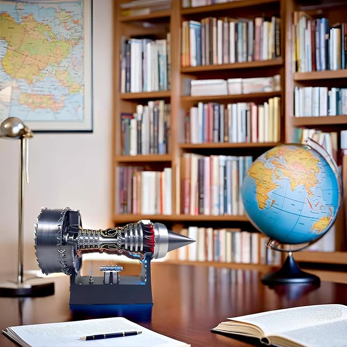 Turbofan Engine Model Kit, Adjustable Speed TR900 Aircraft Turbojet Model With Light, DIY Mechanical Science Education Toy Gift Decor for Adult, 28cm