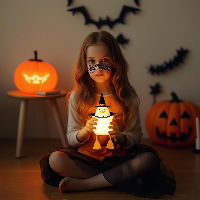 Attivolife Duck Night Light for Kids, LED Bedside Table Silicone Lamp, Timer Dimmable Animal Magician Touch Control Nursery Portable, Halloween Birthday Gift for Boy Girl (Bat Wing)