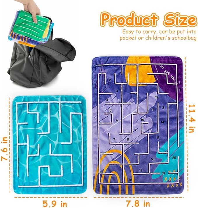 5 Pcs Marble Maze Mat Sensory Fidget Stress Relief Toys,Sensory Mat Anxiety Calming Toys,Tactile Sensory Toys for Kids Adults Teens Autism with Special Needs School Classroom Home Supplies,2 Sizes