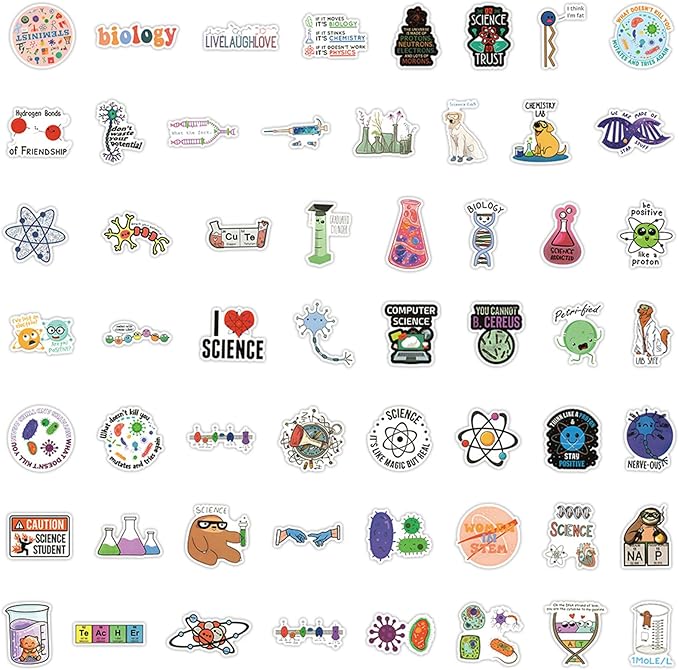 110 PCS Science Stickers for Water Bottles,Science Laboratory Stickers for Adults Students Kids Teacher,Physics Biology Chemistry Experiment Math Gifts