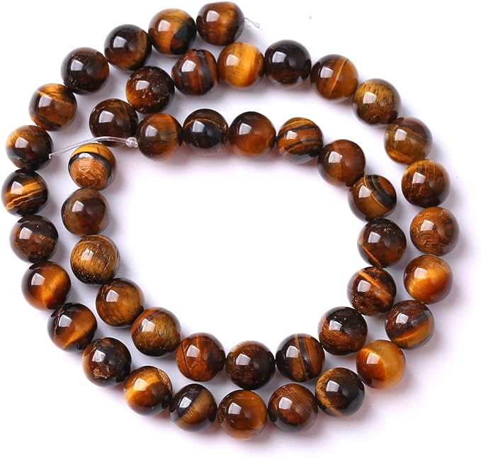 120PCS 6MM Natural Stone Yellow Tiger Eye Stone with Iron Mine Beads for Jewelry Making DIY Bracelet