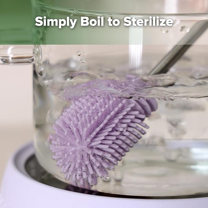 haakaa Cleaning Brush Silicone Bottle Brush Double-Ended Soft Silicone Bristles for Breast Pumps, Breast Milk Collectors, Baby Bottles, Teats, Breastmilk Storage Bags,- Lavender -1pk