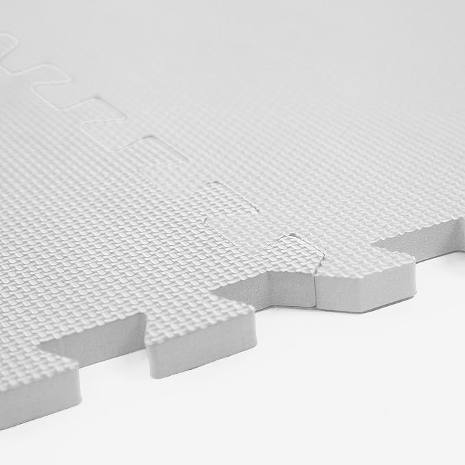 Flooring Inc's 1/2" Soft Non-Toxic Baby Play Mat, Toddler Playmat, Colorful Puzzle PlayMat, Floor Mats for Kids & Babies, EVA Foam Interlocking Tiles for Nursery & Playroom | White, 12 Tiles, 48 Sq/Ft