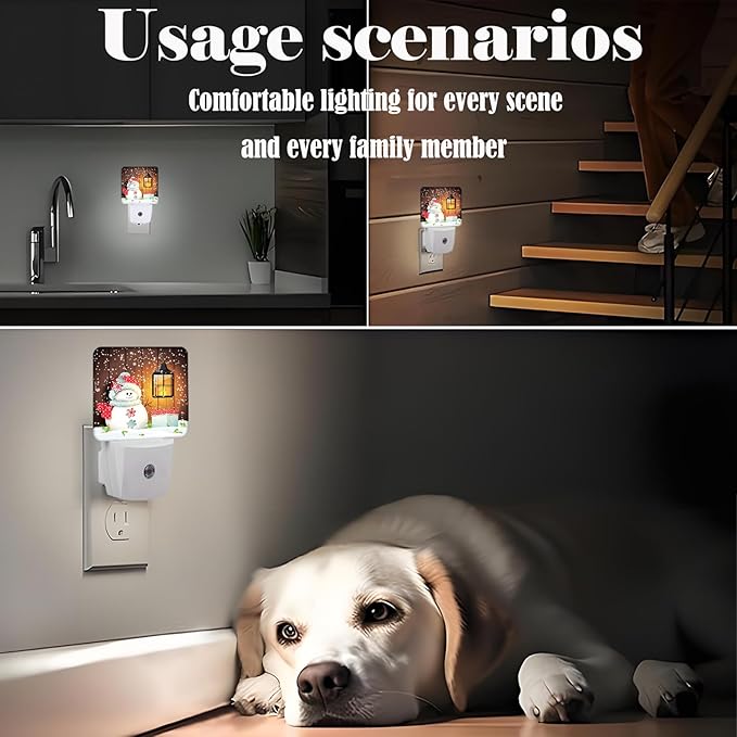 Cute Snowman Night Light,Plug-in Night Lights with Dusk to Dawn Sensor for Stairway,Hallway,Bedroom Sleep Friendly Ideal for Women/Girls/Boys Gift,0.5w