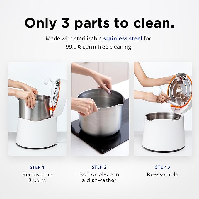 Carepod One Stainless Steel Humidifier for Large Room, Quiet & Safe for Baby, Only 3 Washable Parts & Easy to Clean, Ultrasonic Cool Mist Humidifiers for Bedroom, Filter-Free, Lasts 30Hrs (1Gal/4L)