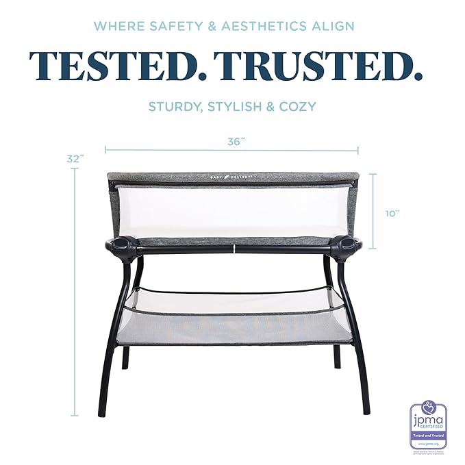 Baby Delight Beside Me Nova | Bedside Bassinet | Removable and Portable Bed | for Infants 0 – 5 Months | Charcoal Tweed