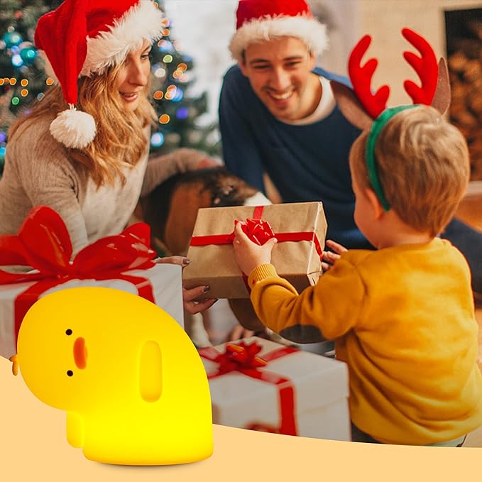 Attivolife Duck Night Light, Silica Gel Nursery Bedside Lamp with Dimmable Rechargeable Timer, Great Decor Piece for Bedrooms, Study, Creative Gift Idea Appeals to Mother Kids Friends Family