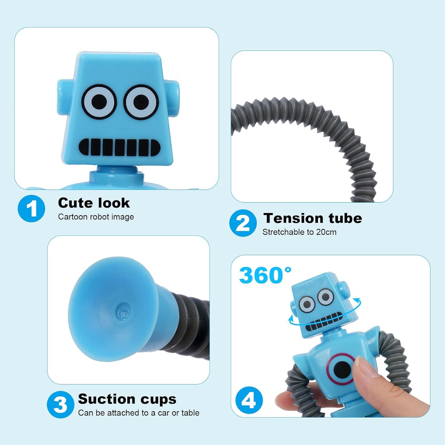 Telescopic Suction Cup Robot Toy, 4 Pieces Novel Kids Suction Cup Toys, Funny Fidget Toys, Pop Tubes Sensory Toys for Kids, Decompress Educational Sensory Toys for Kids & Adult