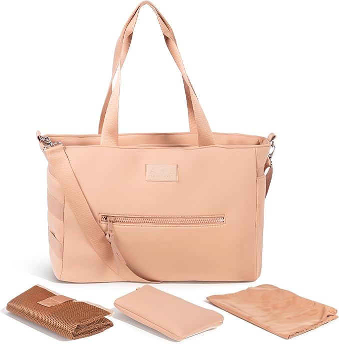 A + S Luxxe Diaper Bag Tote – Stylish, Large Baby Bag with Stroller Straps, Insulated Pockets, Changing Mat & Waterproof