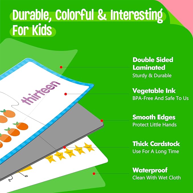 1-20 Number Puzzles, 20 Self-Correcting Matching Puzzle Set, Educational Counting Game Math Numbers Learning Toys for Toddlers, Preschool, Kids Aged 3-5