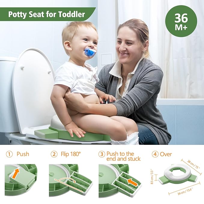 MCGMITT Portable Potty for Kids Travel - Foldable Training Toilet Chair for Toddler Girls with Storage Bags, Potty Training Toilet for Outdoor and Indoor Easy to Clean(Green)