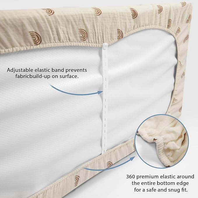 2 Pack Soft Muslin Baby Mini Crib Sheets, 100% Cotton Breathable Double Layer Fitted Sheets for Mini Crib and Pack N Play Mattresses 24x38 Inches, for Baby Girls and Boys (Cedar & Cream