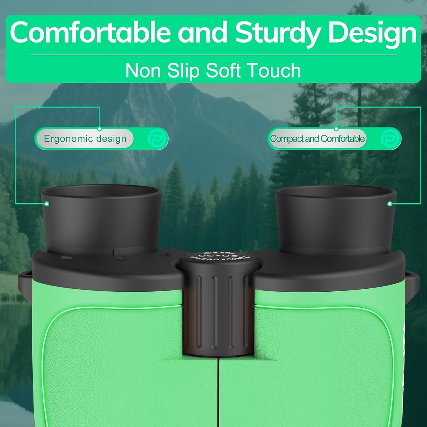 Compact Binoculars for Adults High Powered - OPAITA 20x32 Small Binoculars for Adults Kids with Low Light Vision for Hunting Cruise Ship Travel Concert Hiking Light Green