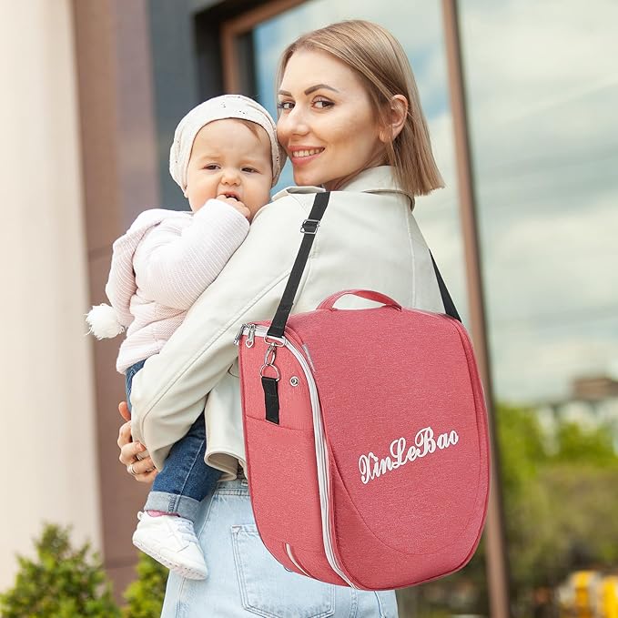 Baby Travel Bassinet Portable Bassinets, Foldable Carry Bag Bassinet Travel Crib, Lightweight Baby Lounger Pod Infant Bed with 2-1 Mosquito & Canopy (Pink)