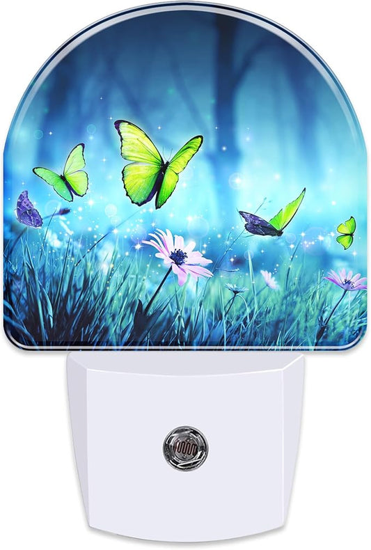 Mystic Fairy Butterflies Glowing Butterfly Forest Dusk to Dawn Plug in Night Light, 0.5w Energy Saving Sleep Friendly NightLight for Kids Boys Girls Home Decor