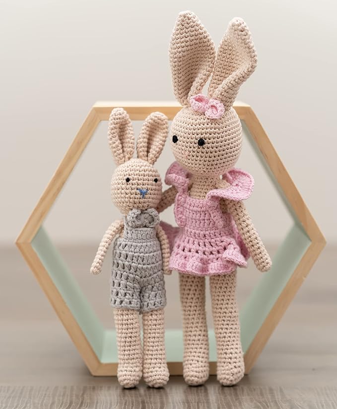 KawaiiOnO Bunny Family, Handmade Crochet Plushie Doll, Amigurumi Baby/Toddler Doll