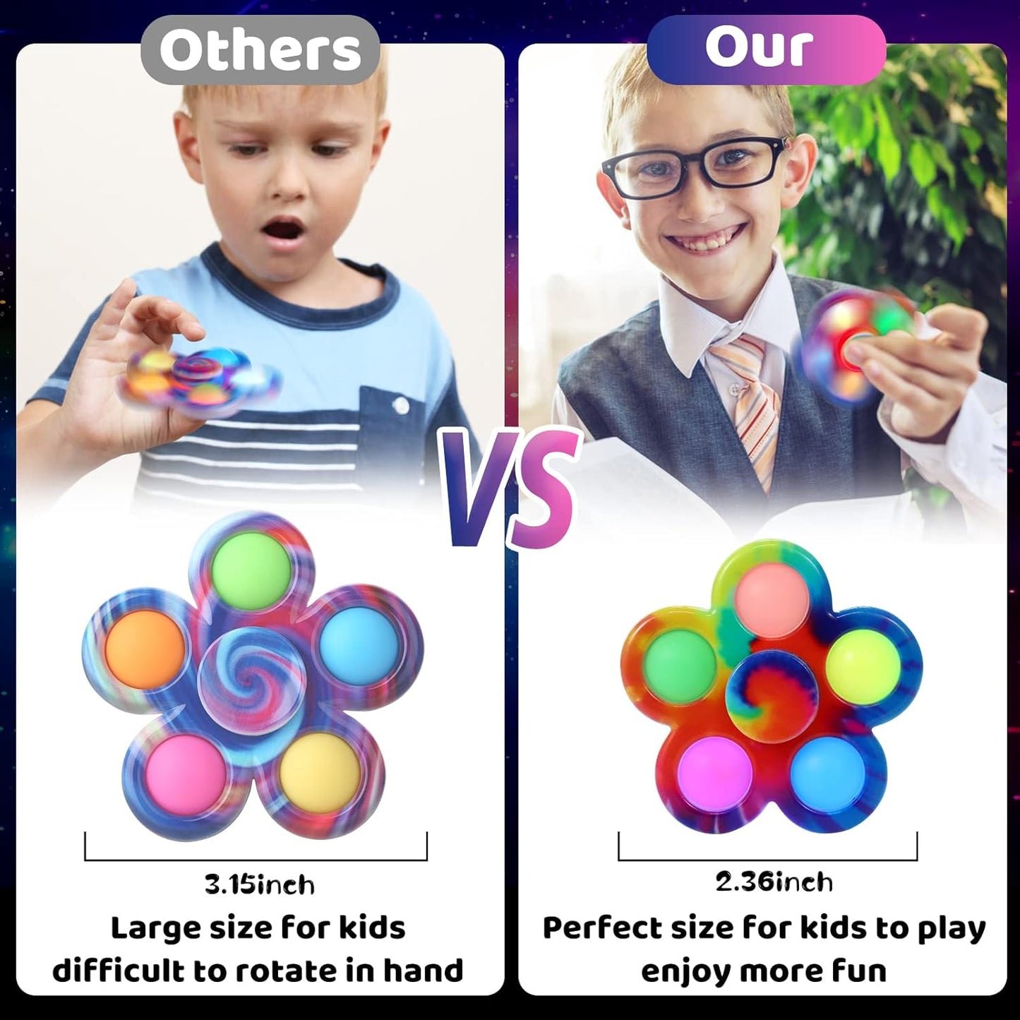 SCIONE Easter Party Gifts for Kids LED Fidget Spinner Bulk 24Pcs, Light up Toys Party Favor for Kids 4-8-12 Goodie Bag Stuffers Classroom Prize Fidgets Packs, Glow in The Dark Toddler Sensory Toys