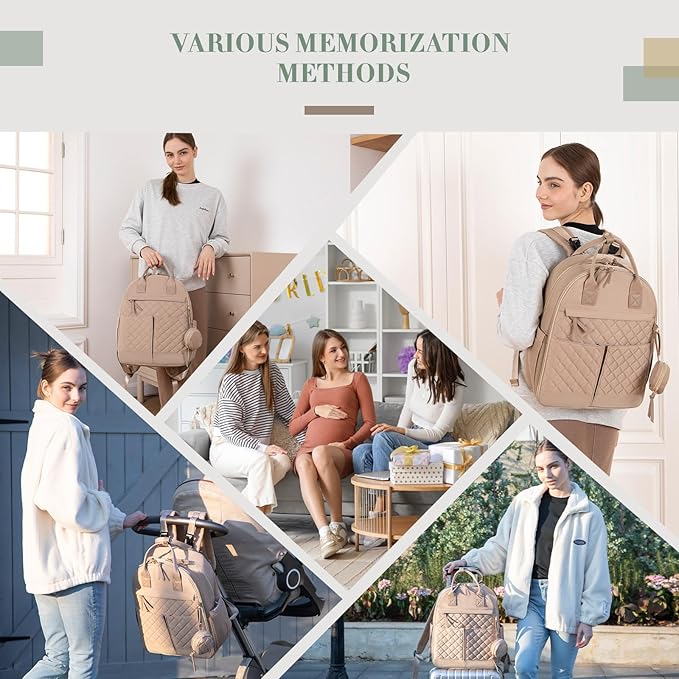 Diaper Bag Backpack, Baby Diaper Bag with 18 Pockets, Large Baby Bag Backpack for Girl Boy, Waterproof Diaper Bag with Changing Pad,Wet Dry Bag, Khaki