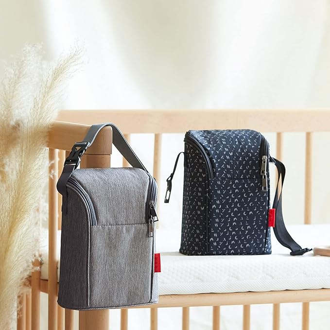 Insulated Baby Bottle Bag, Baby Bottle Holder Extra Storage, and, Easy to Carry, Travel Accessory, Keeps Bottles Warm or Cooler (Dark Blue)