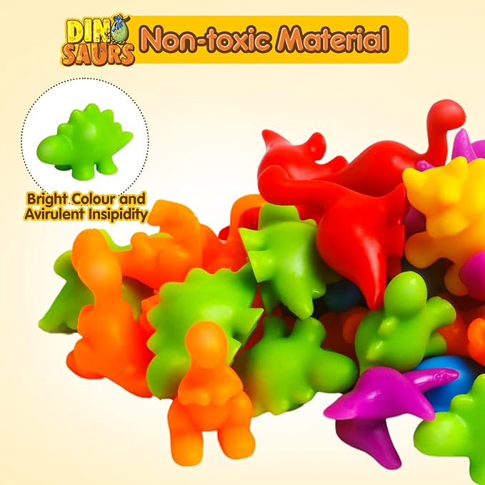 JOCHA Color Sorting and Counting Dinosaurs Toys for Toddlers 3 5 4 Years Old Preschool Matching Learning Educational Game Montessori Sensory Math Classification Activities Toys for Kids Boys Girls